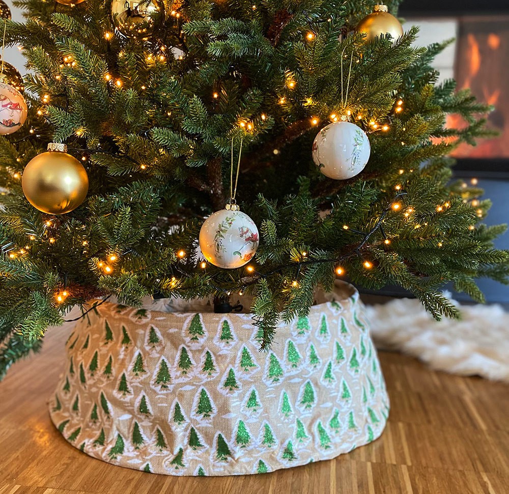 Christbaumständer Abdeckung Verkleidung Natur Weihnachtsbaum Faltbar Leinen