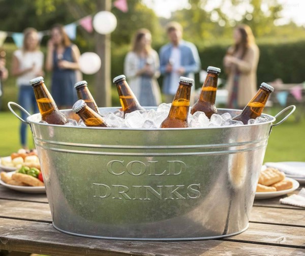 Getränkekühler Zinkwanne XL Cold Drinks Großer Sektkühler f Flaschen Gartenparty