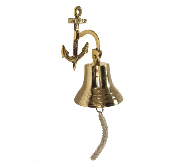 Schiffsglocke Anker Messing Nostalgie Glocke Maritim 14cm