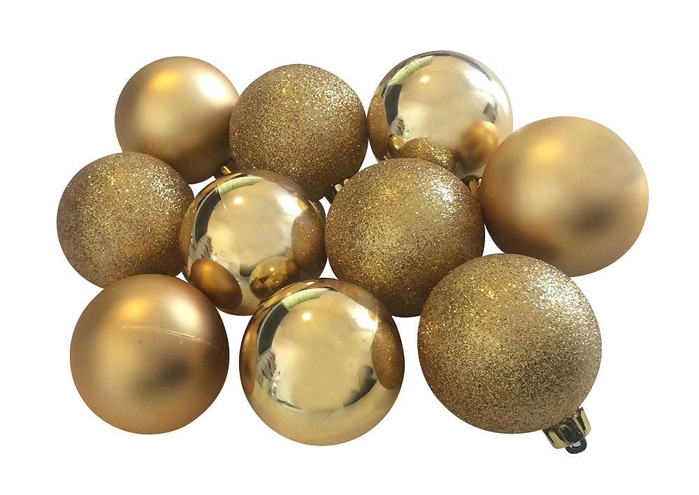 6 St.Christbaumkugeln Weihnachskugel bruchfest innen+außen gold champagner 10 cm 