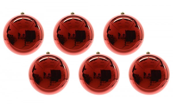 Große Christbaumkugeln Rot glanz 6 Stück Weihnachtsbaumkugeln 14cm
