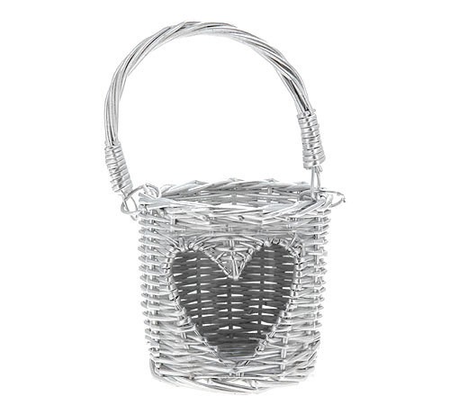 Dekoratives Windlicht Laterne Rattan Silber Herz 13cm Dekoratives Windlicht Laterne Rattan Silber Herz 13cm