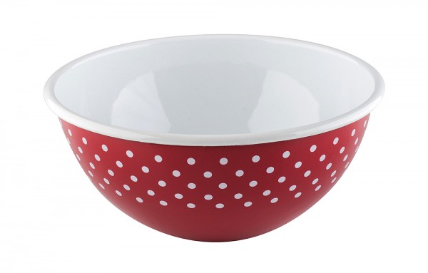 Riess Obst und Salatschüssel Emaille Pünktchen Rot 22cm