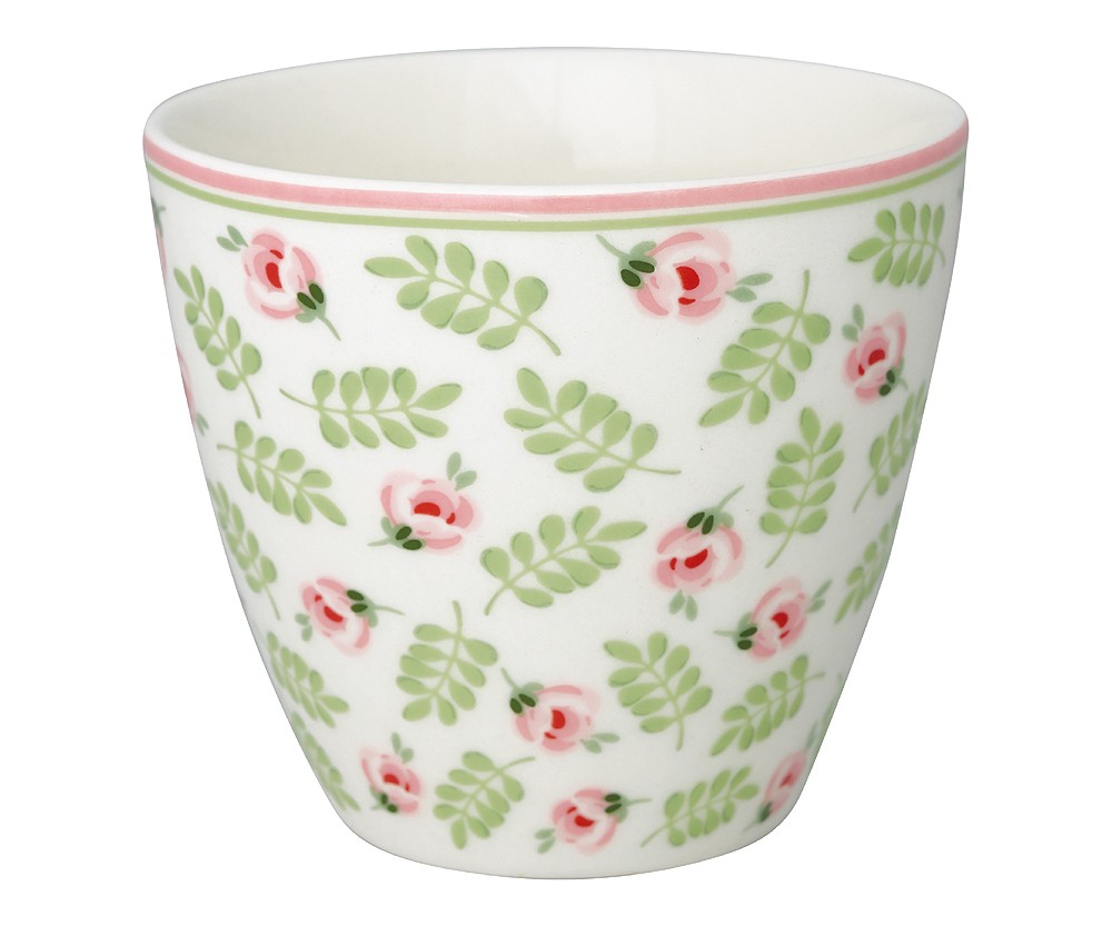 Greengate Latte Cup Lily Petit White Tasse Steingut Weiß Blumen