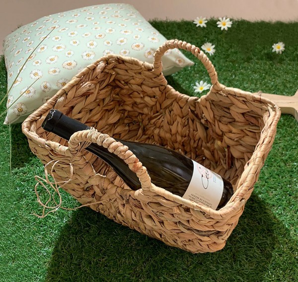 Geflochtener Korb Aufbewahrungskorb mit Henkeln Wasserhyazinthe Boho-Style