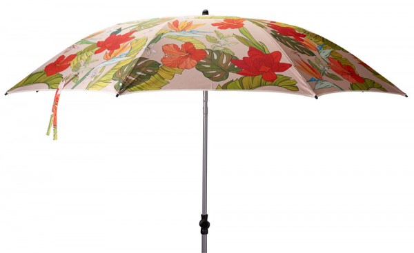 Sonnenschirm Dschungel 200 cm Tropen Blumen Strandschirm Knickbar UPF 50+ Beige