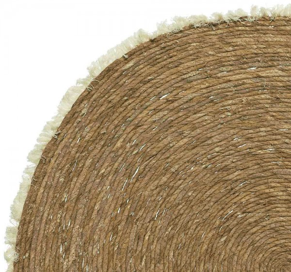 Jute Teppich Rund Boho Style Marrakesch Naturfaser Geflochten Fransen 100cm