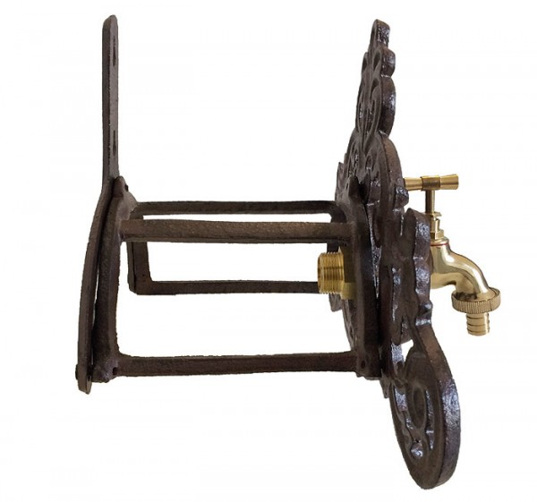Gartenschlauchhalter mit Wasserhahn Wandschlauchhalter Gusseisen Antik-Stil
