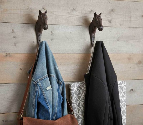 Garderobenhaken Pferdekopf Trensenhalter Pferd Haken Gusseisen Antik-Stil Braun