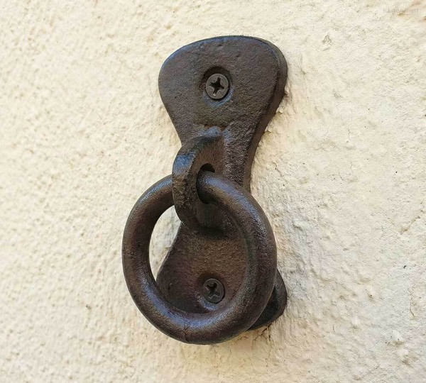 Anbindering Mauerring Befestigungsring Wandring Gusseisen Antik-Stil Braun