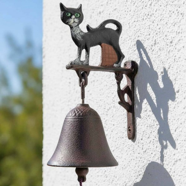 Türglocke Katze Gusseisen Antik-Landhausstil – Dekorative Haustür- & Gartendeko
