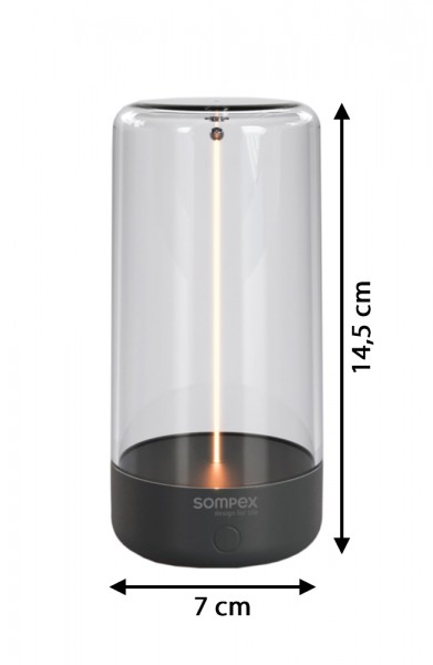 Sompex PULSE Akku LED Tischleuchte Magnetfilament anthrazit