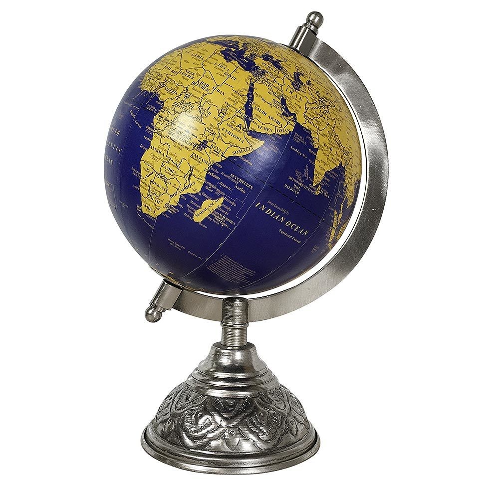 Globus Blau Weltkugel mit Metallständer Standglobus Erde Atlas Ø 13cm