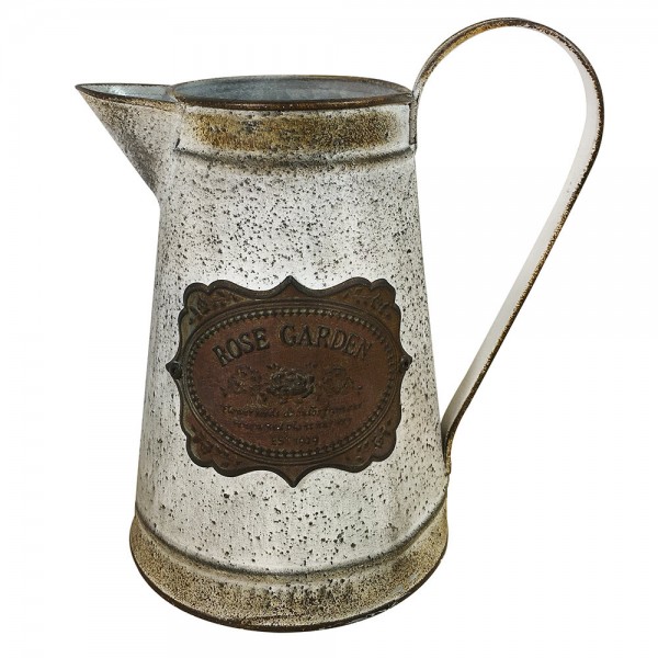 Deko Krug Zink Zinkkrug Rose Garden Gießkanne Wasserkrug Shabby Antik-Stil 20cm
