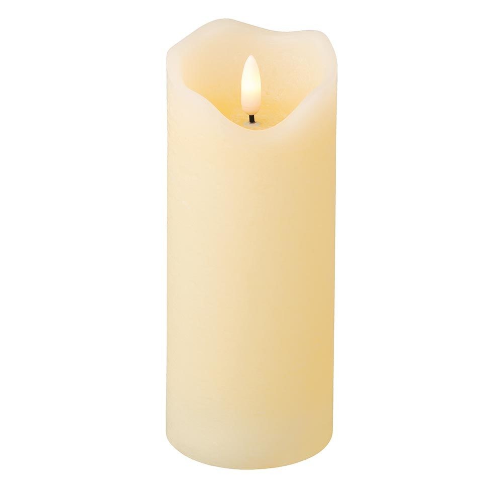 LED Kerze Stumpenkerze Echtwachs Elfenbein Weiß flackernd mit Timer 7x17 cm