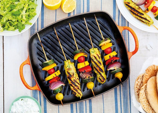 Le Creuset Rechteckige Grillplatte Signature Gusseisen Ofenrot 30cm