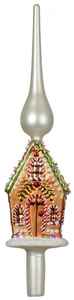Weihnachtsbaumspitze Buntes Lebkuchenhaus Streusel Glas Christbaumspitze 31cm