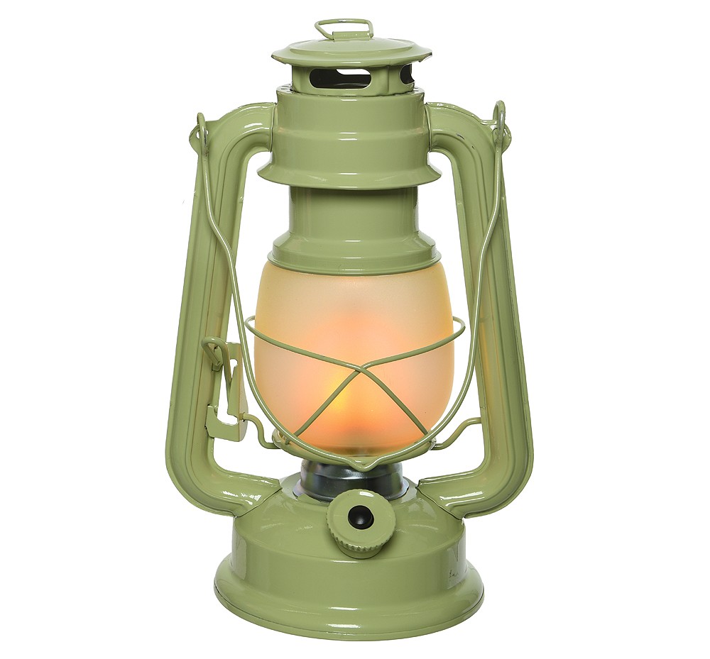 LED Sturmlaterne Sturmlampe Flammen-Effekt Flackernd Timer Öllampe Vintage Grün