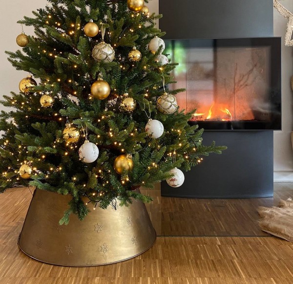 Christbaumständer Abdeckung Metall Gold Edle Weihnachtsbaum-Ständer Hülle Rund