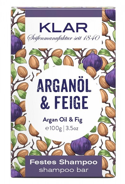 KLAR Festes Shampoo Arganöl + Feige (für trockenes Haar) 100g
