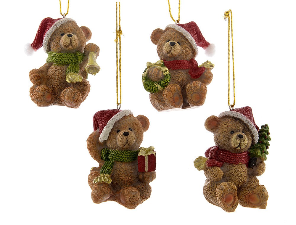 Christbaumschmuck Teddybär Weihnachtsmütze 4 Stück Weihnachtsbaumschmuck