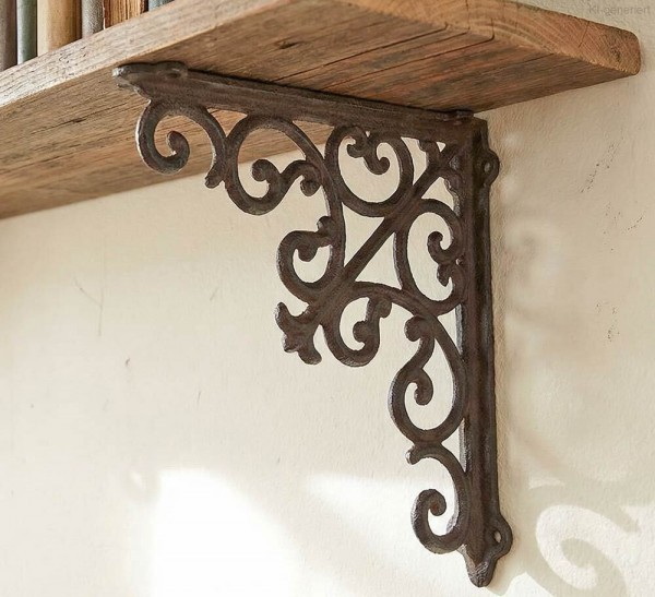 Regalhalterung Antik-Stil Gusseisen Groß Regalwinkel Regalträger Braun 23x23 cm