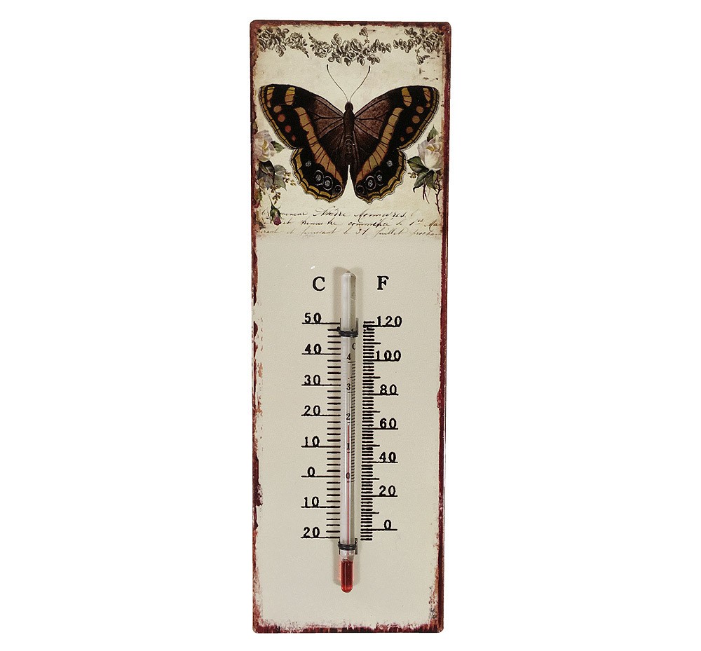 Wandthermometer Schmetterling Thermometer Vintage Nostalgie Blechschild
