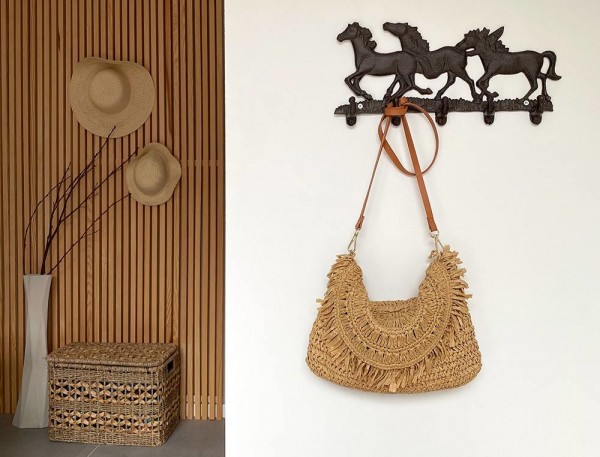 Wandgarderobe Pferde Garderobe 5 Haken Wand Gusseisen Vintage Braun 37cm