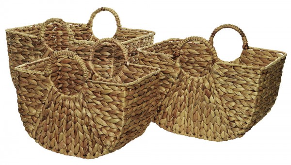 Geflochtener Korb Aufbewahrungskorb mit Henkeln Wasserhyazinthe Boho-Style