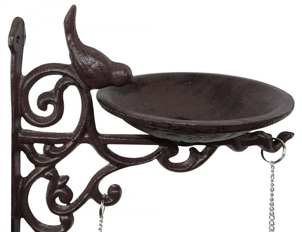 Vogeltränke Welcome-Schild Wandvogeltränke Futterschale Vogelbad Gusseisen Braun