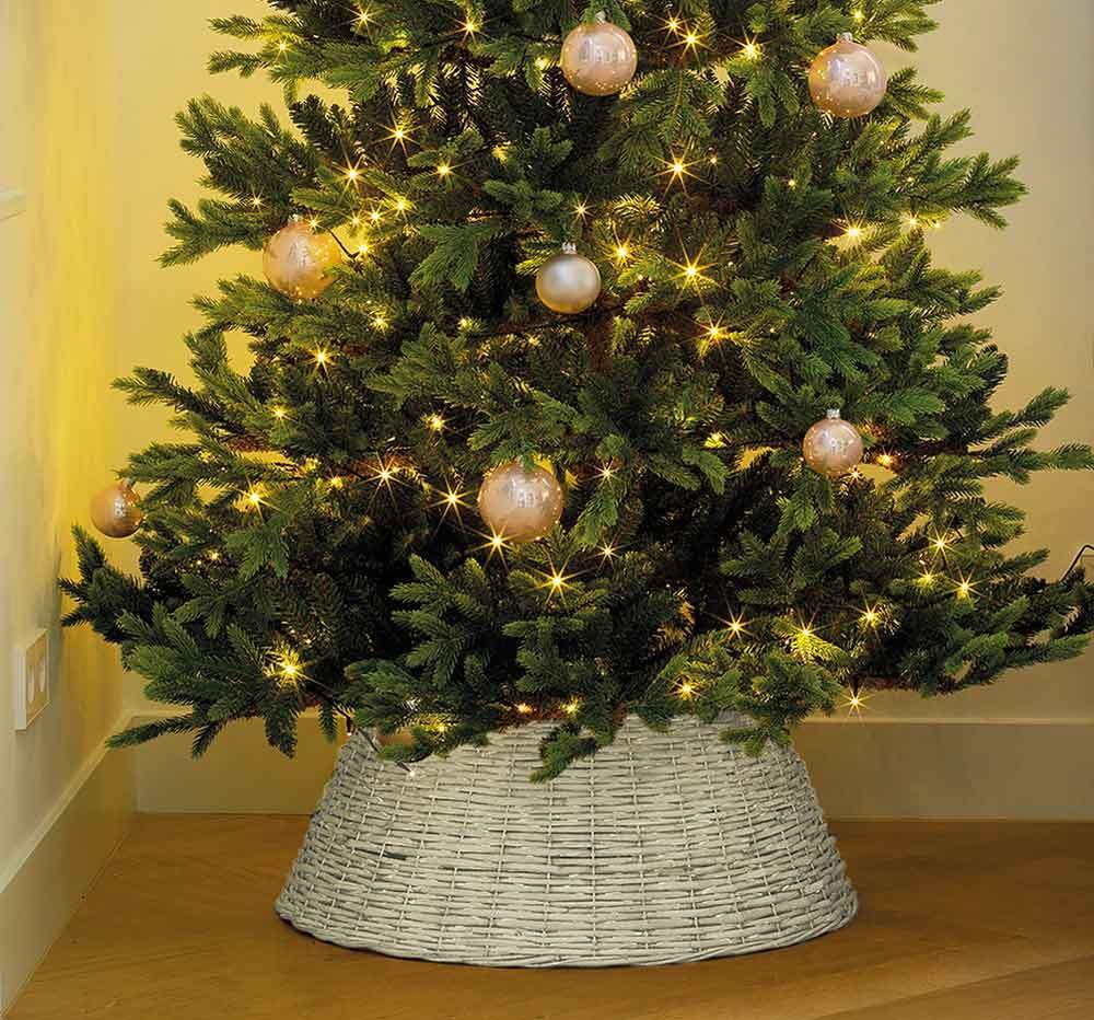 Abdeckung für Christbaumständer Weide Weiß Weihnachtsbaumständerhülle Ø 56cm