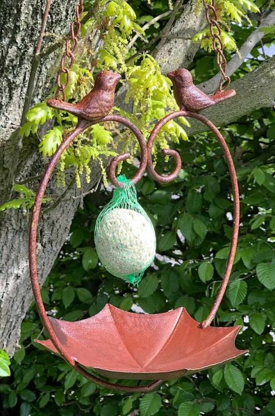 Vogeltränke Hängend Vogelbad zum Aufhängen Vogelfutterschale Landhausstil Braun