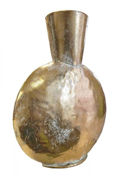 Metall Vase Antik-Gold Blumenvase für Deko Trockenblumen Pampasgras Vintage 27cm