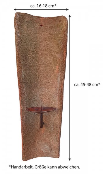 Echt Antiker Dachziegel mit Kerzenhalter 45-48 cm Mediterran Wandkerzenhalter