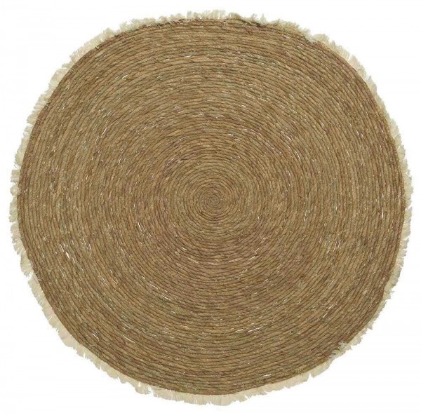 Jute Teppich Rund Boho Style Marrakesch Naturfaser Geflochten Fransen 100cm