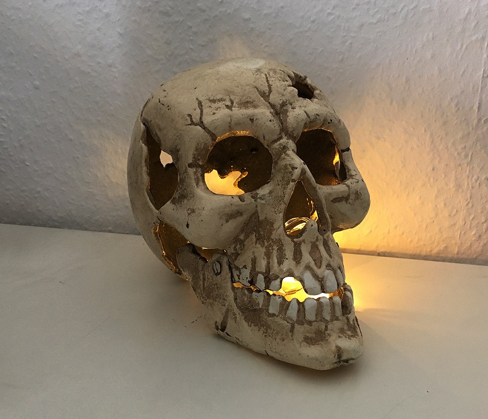 Totenkopf Deko Gusseisen Schädel Modell beweglich Gothic Halloween Skelett