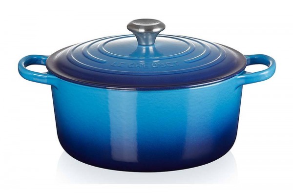 Le Creuset Bräter Signature Rund Gusseisen Azure Blau
