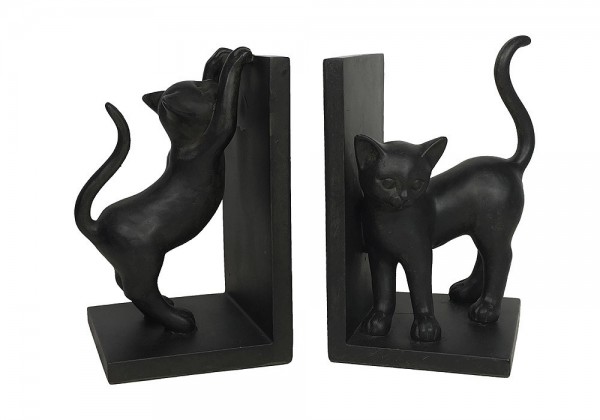 Buchstütze Katzen 2 Stück Buchständer Buchhalter Schwarz