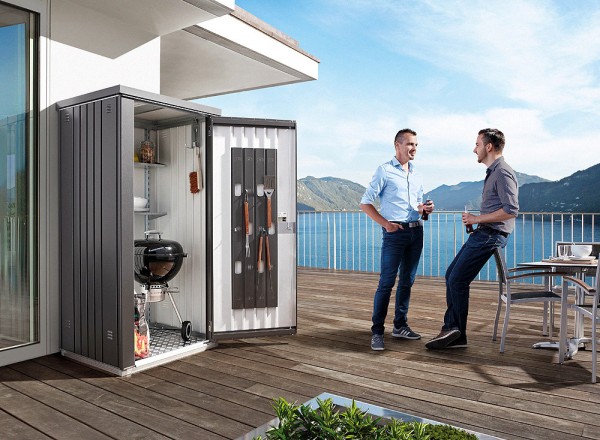 Biohort Geräteschrank 90 Aufbewahrungsschrank 93x83x182,5cm Quarzgrau-Metallic