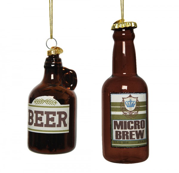 Christbaumschmuck Bier 2-teilig Weihnachtsbaumschmuck Bierflasche Echt Glas