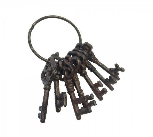 Deko Schlüsselbund Antik-Stil 7 Schlüssel Vintage-Stil Gusseisen Nostalgie Braun