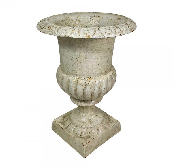 Französische Louvre Vase Amphore Gusseisen Schwer Antik-Stil Weiß 22cm