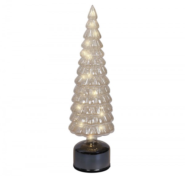 Tischleuchte LED Weihnachtsbaum Glas Drehend Timer Dekoleuchte Weihnachten 38cm