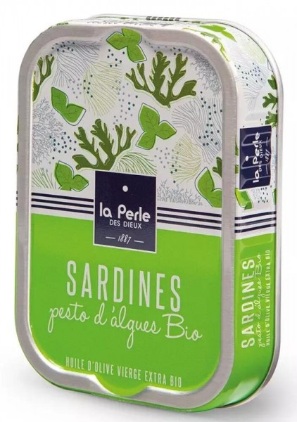 La Perle des Dieux Sardinen mit Algen-Pesto in Olivenöl Extra Verg. - Dose 115 g