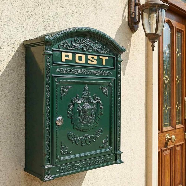 Briefkasten POST Landhausstil Grün Wandbriefkasten Metall Antik-Stil
