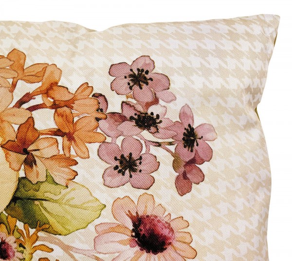 Outdoor Kissen Blumen Vintage-Stil Gartenkissen Wasserabweisend Weiß Beige 45x45cm