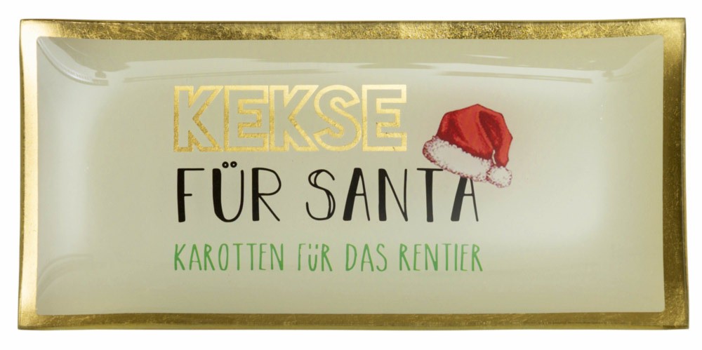 Giftcompany Love Plates Glasteller KEKSE FÜR SANTA Dekoteller Rechteckig Grau Giftcompany Love Plates Glasteller KEKSE FÜR SANTA Dekoteller Rechteckig Grau