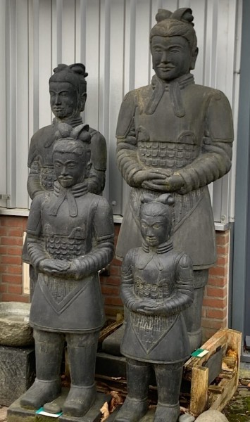 Figur Chinesischer Krieger Guss-Stein 120 cm Frostsicher Stehend Garten Statue