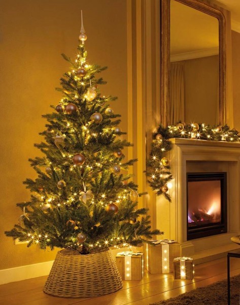 Abdeckung für Christbaumständer Weide Grau Weihnachtsbaumständerhülle Ø 56cm
