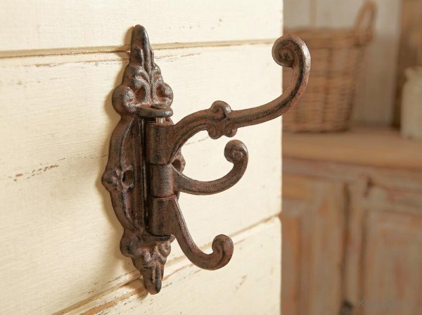 Wandgarderobe Nostalgie schwenkbar Garderobenhaken Gusseisen Braun 13cm